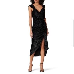 SAYLOR Farrah Tiger Metallic Velvet Burnout Divoré Wrap Style Midi Dress XS